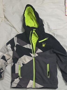 Spyder Ski Jacket Boys Large 14 Multicolor Hooded Insulated Thinsulate Winter